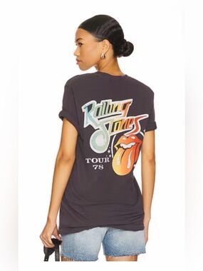 Junk Food Clothing Rolling Stones Tour 78 Tee in Vintage Black